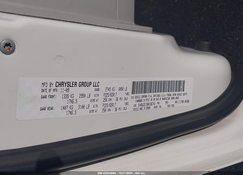 2010 VOLKSWAGEN ROUTAN SE VIN: 2V4RW3D19AR186743