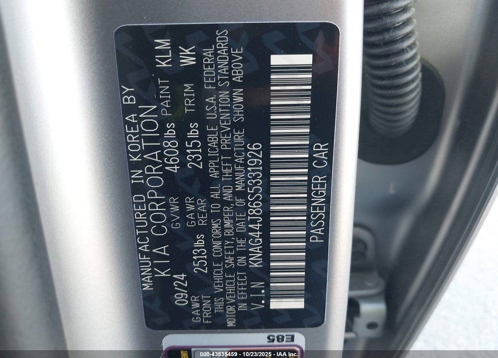 2025 KIA K5 GT VIN: KNAG44J86S5331926