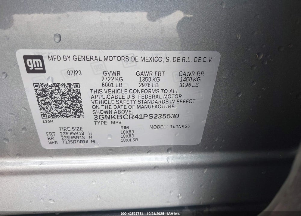 2023 CHEVROLET BLAZER VIN: 3GNKBCR41PS235530