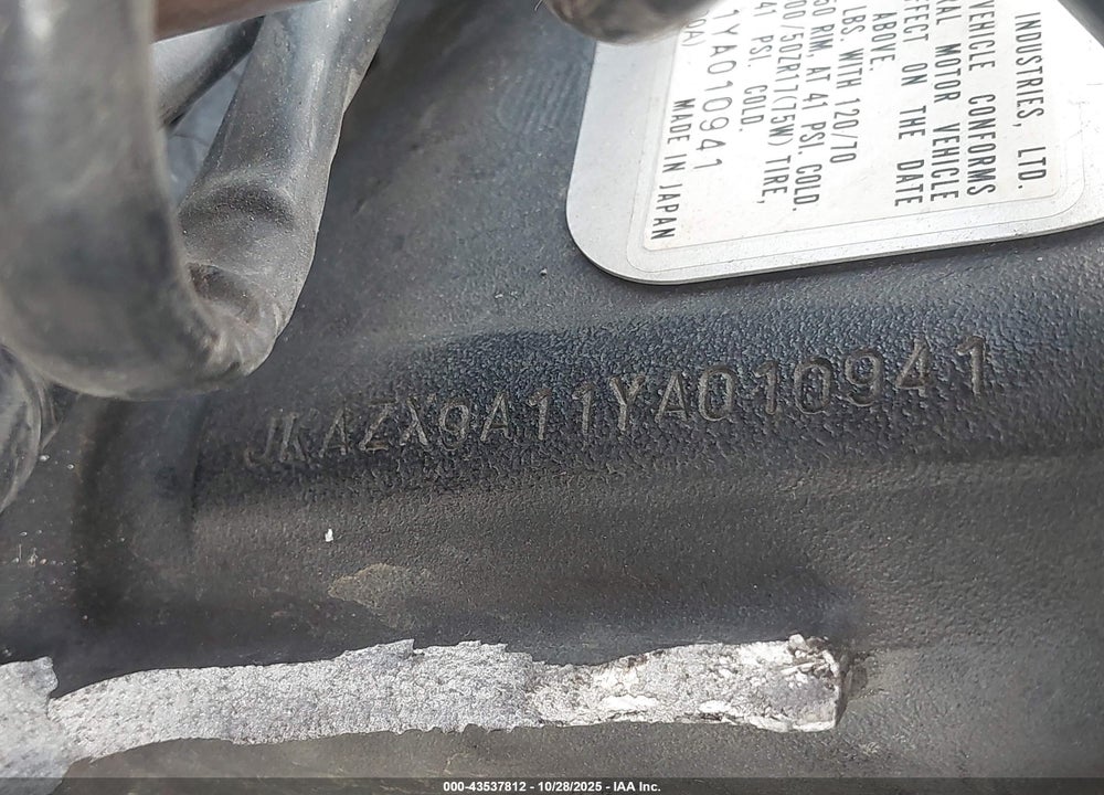 2000 KAWASAKI ZX1200 A1 VIN: JKAZX9A11YA010941