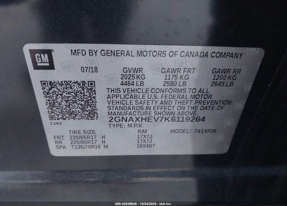 2019 CHEVROLET EQUINOX LS VIN: 2GNAXHEV7K6119264