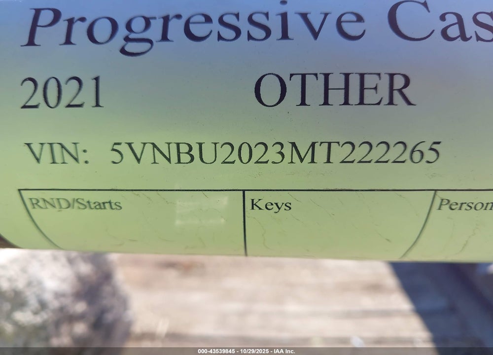 2021 OTHER OTHER VIN: 5VNBU2023MT222265
