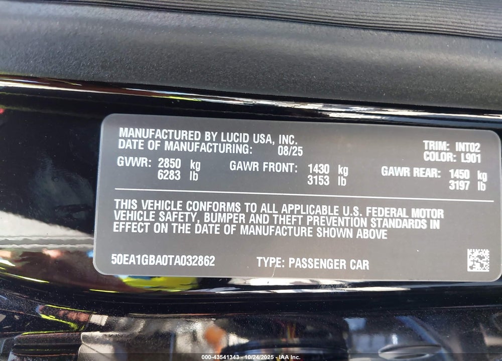 2026 LUCI AIR GRAND TOURING AW VIN: 50EA1GBA0TA032862