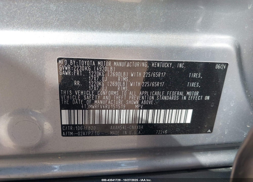 2024 TOYOTA RAV4 HYBRID LE VIN: 4T3MWRFV4RU151519