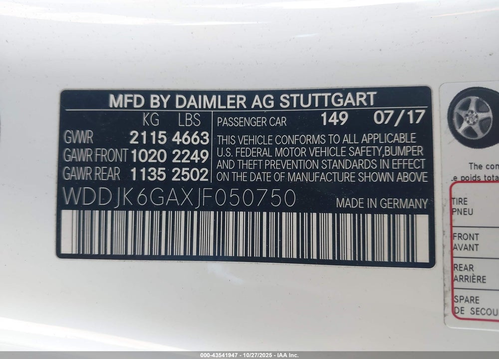 2018 MERCEDES-BENZ SL 450 VIN: WDDJK6GAXJF050750