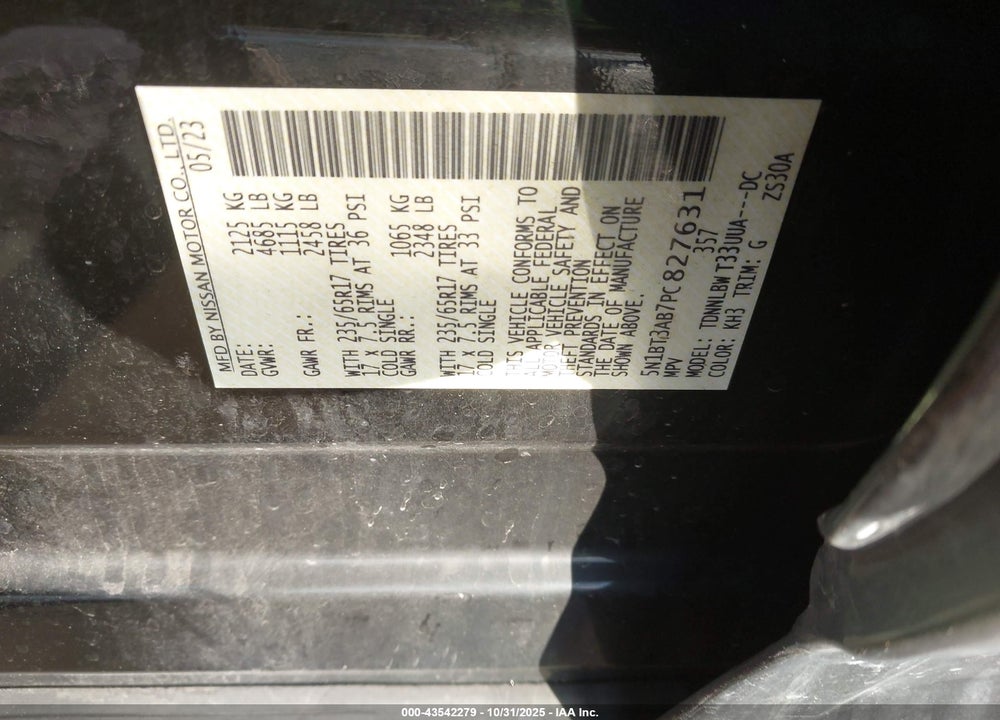 2023 NISSAN ROGUE S INTELLIGENT AWD VIN: 5N1BT3AB7PC827631