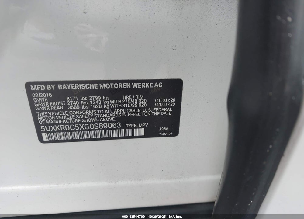 2016 BMW X5 XDRIVE35I VIN: 5UXKR0C5XG0S89063