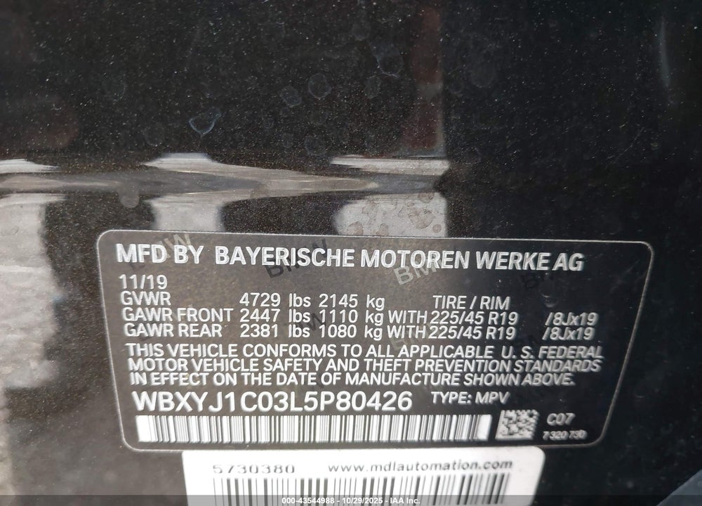 2020 BMW X2 XDRIVE28I VIN: WBXYJ1C03L5P80426