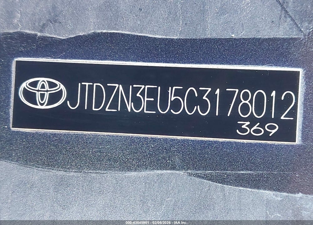 2012 TOYOTA PRIUS V FIVE VIN: JTDZN3EU5C3178012