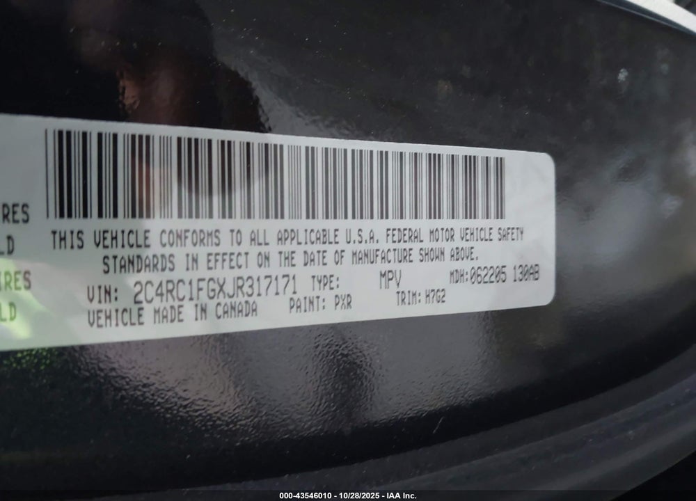 2018 CHRYSLER PACIFICA TOURING PLUS VIN: 2C4RC1FGXJR317171