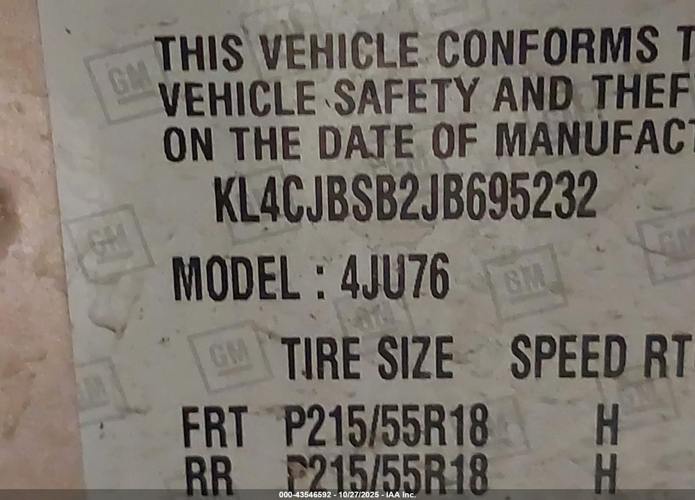 2018 BUICK ENCORE PREFERRED II VIN: KL4CJBSB2JB695232