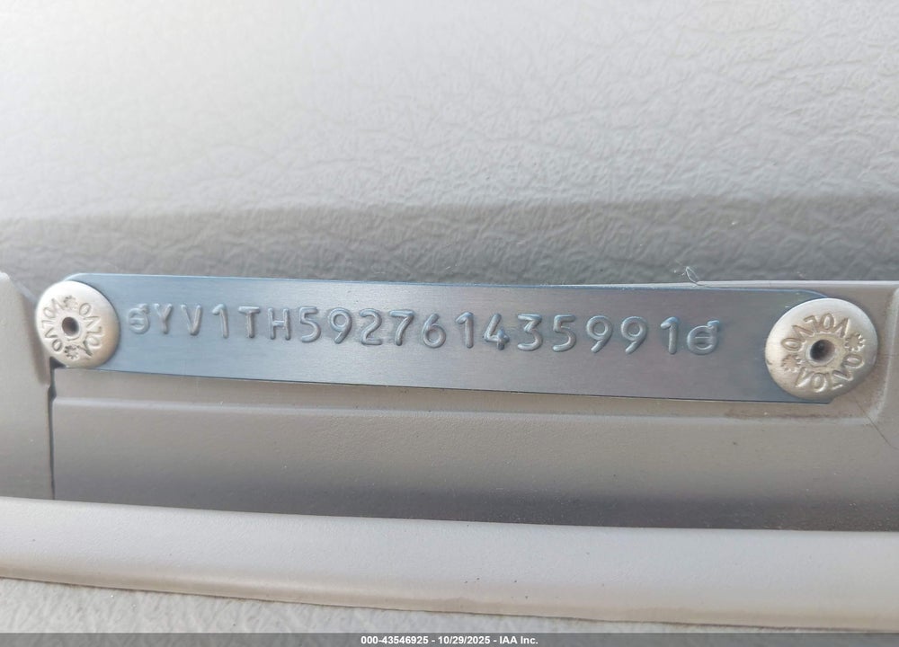 2006 VOLVO S80 2.5T VIN: YV1TH592761435991