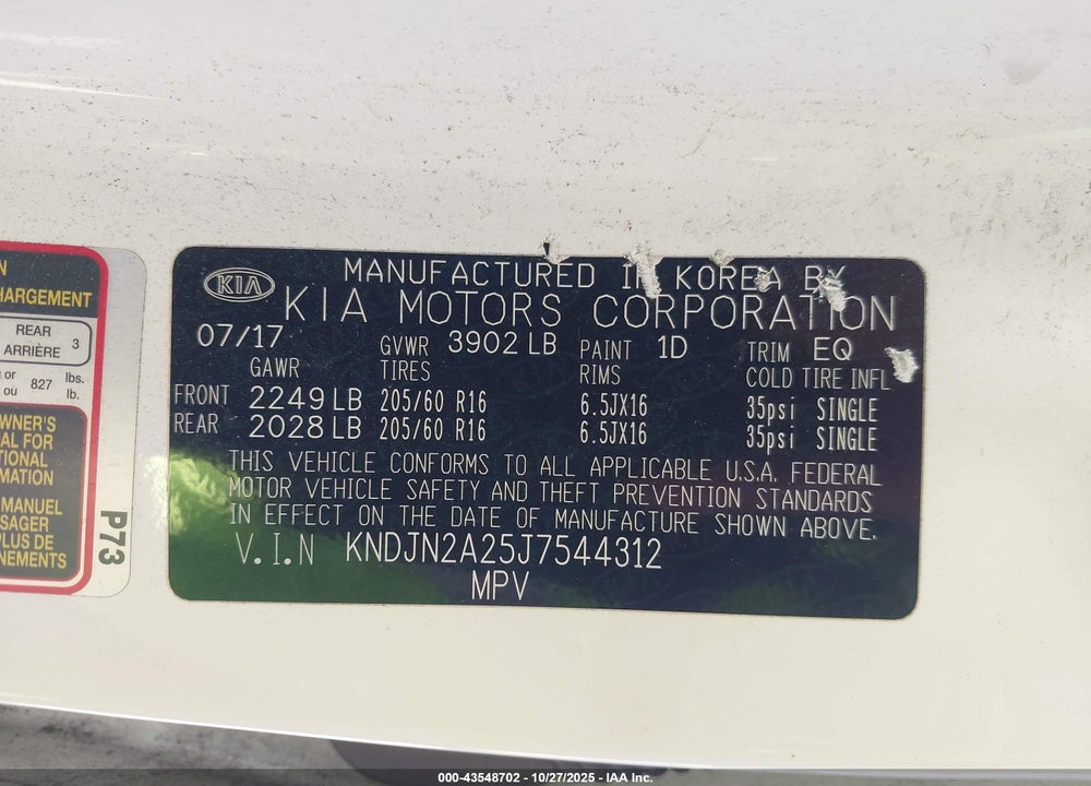 2018 KIA SOUL VIN: KNDJN2A25J7544312
