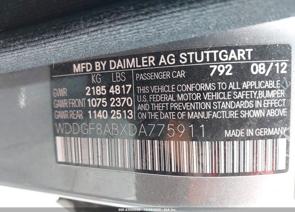2013 MERCEDES-BENZ C 300 LUXURY 4MATIC/SPORT 4MATIC VIN: WDDGF8ABXDA775911