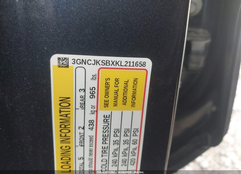 2019 CHEVROLET TRAX LS VIN: 3GNCJKSBXKL211658