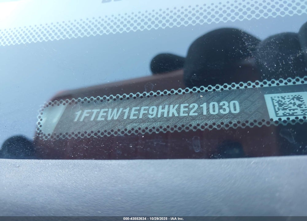 2017 FORD F-150 VIN: 1FTEW1EF9HKE21030