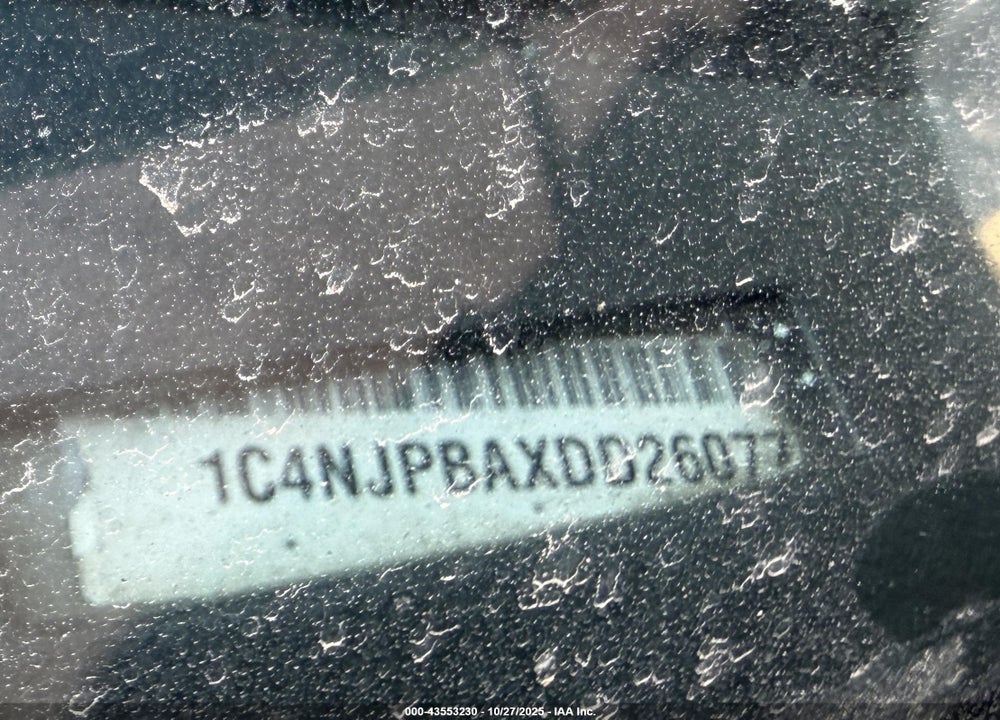2013 JEEP PATRIOT VIN: 1C4NJPBAXDD260776