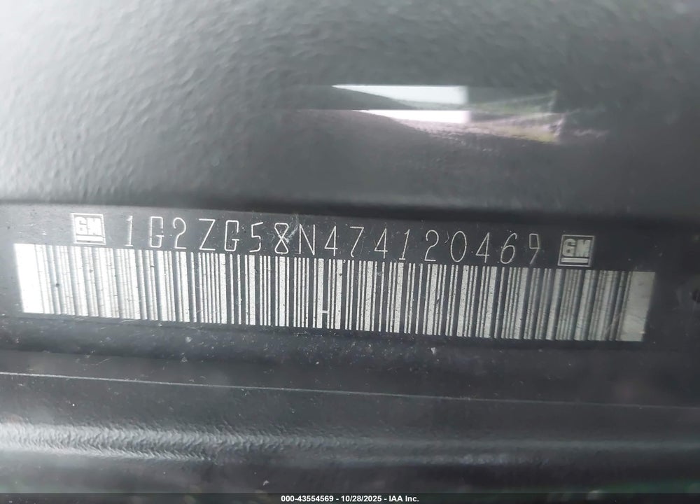 2007 PONTIAC G6 VIN: 1G2ZG58N474120469
