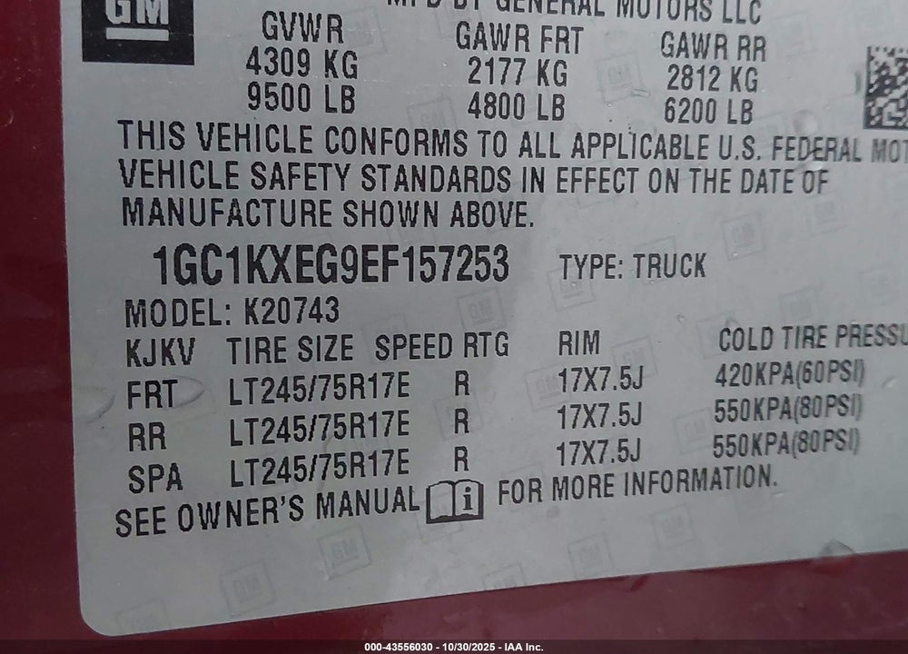 2014 CHEVROLET SILVERADO 2500HD LT VIN: 1GC1KXEG9EF157253