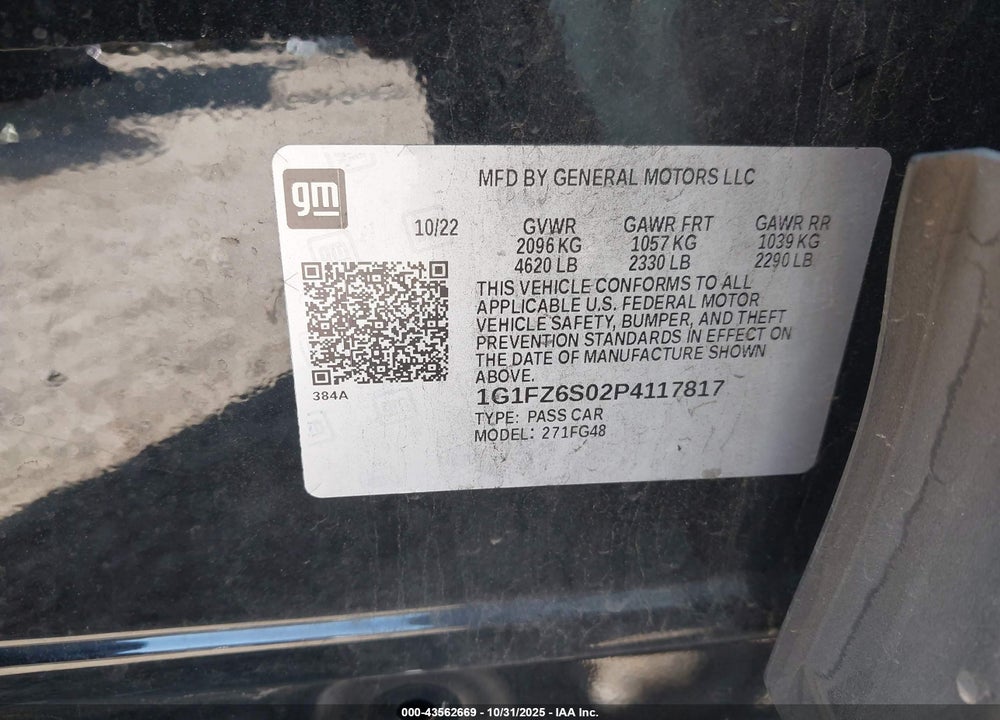 2023 CHEVROLET BOLT EUV FWD PREMIER VIN: 1G1FZ6S02P4117817