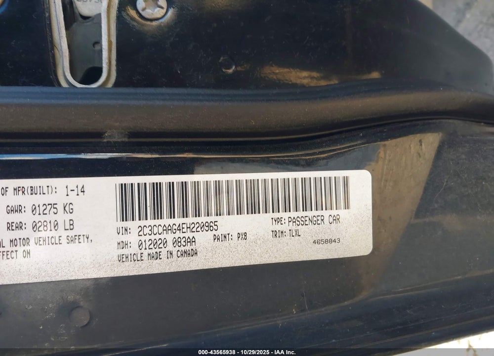 2014 CHRYSLER 300 VIN: 2C3CCAAG4EH220965