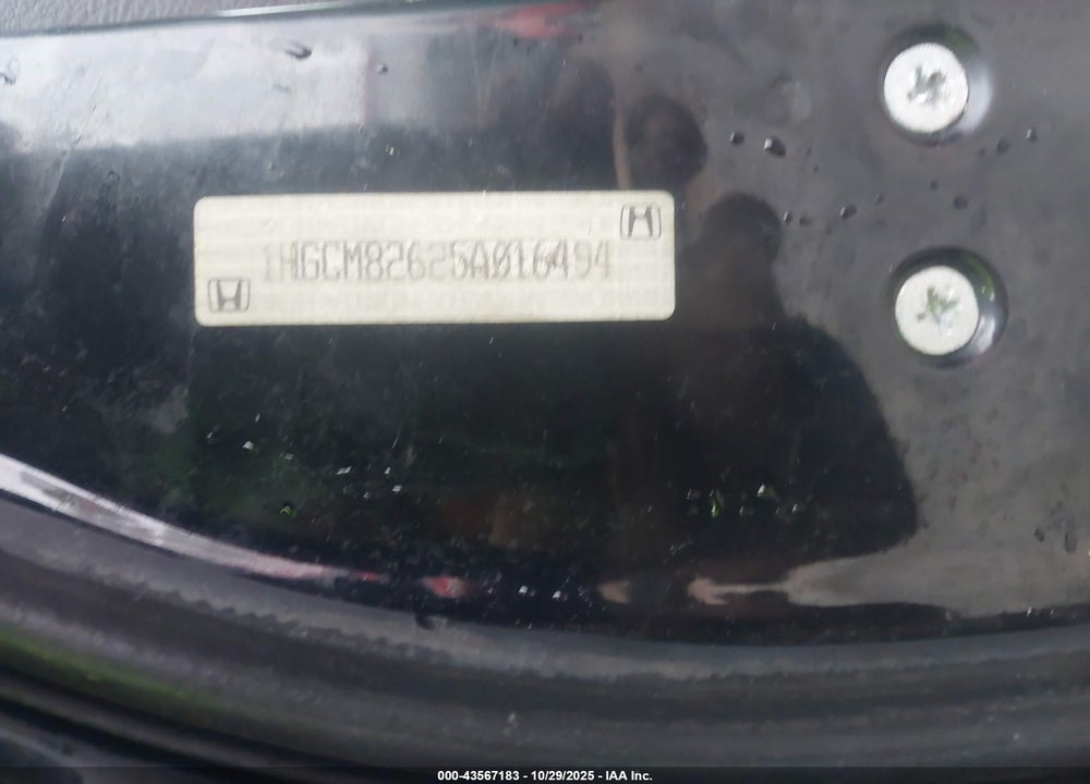 2005 HONDA ACCORD 3.0 EX VIN: 1HGCM82625A016494