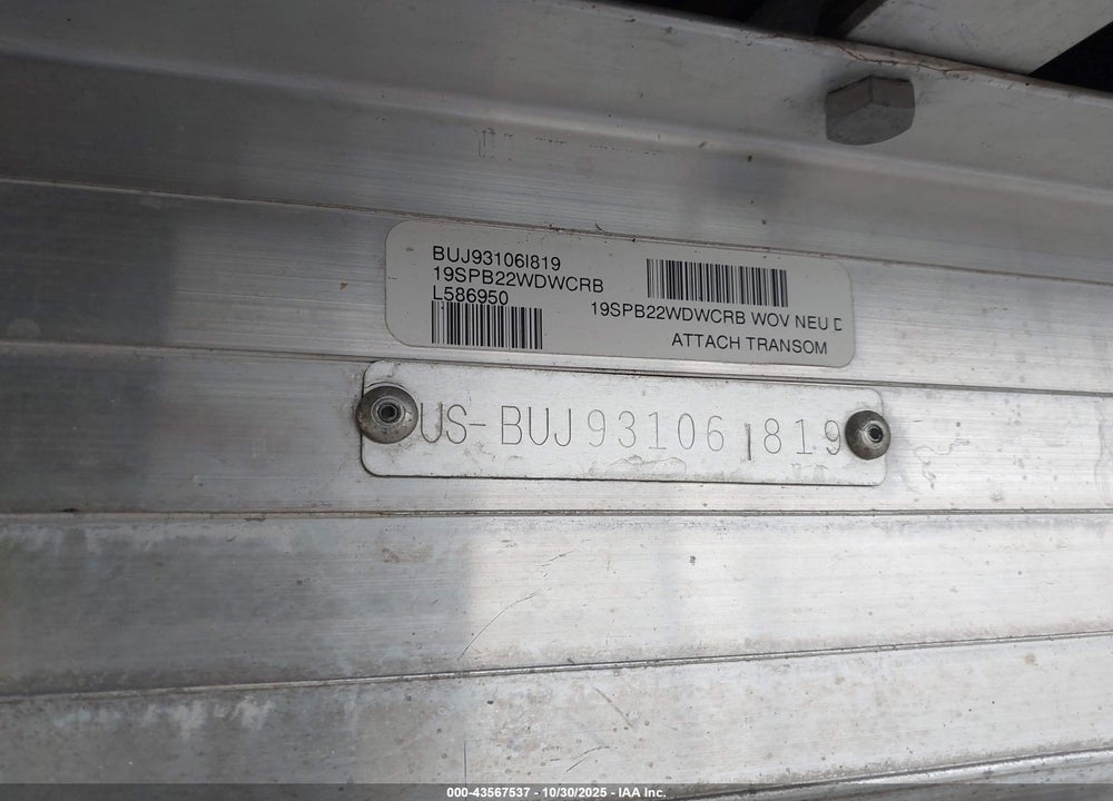 2019 SUNTRACKER FB22BLX VIN: BUJ93106I819