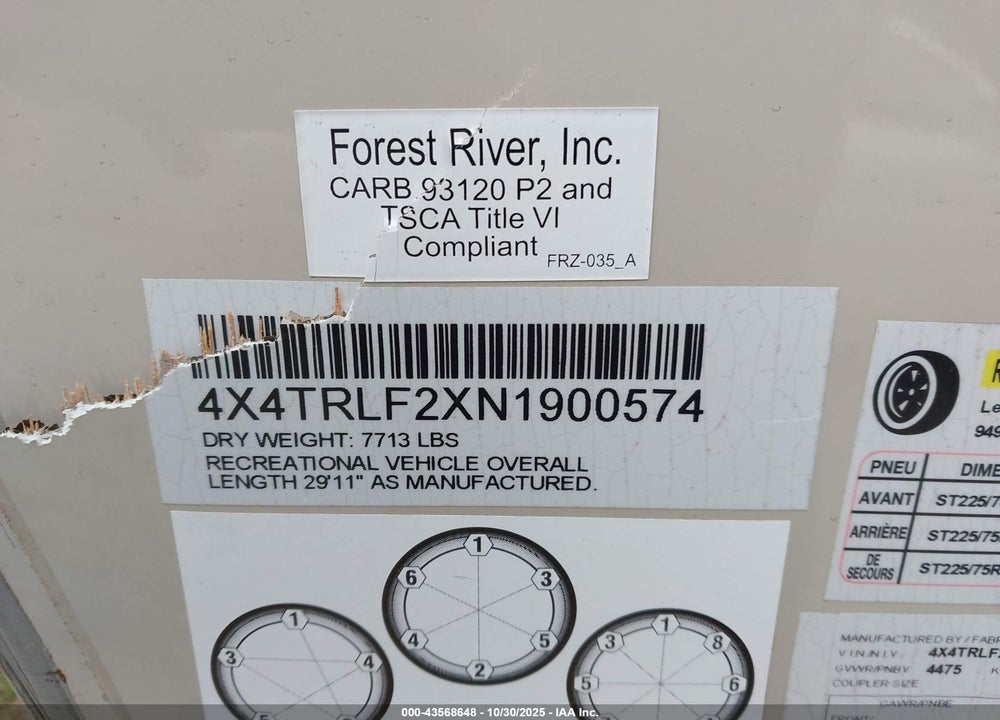 2022 ROCKWOOD RW SIGNATURE VIN: 4X4TRLF2XN1900574