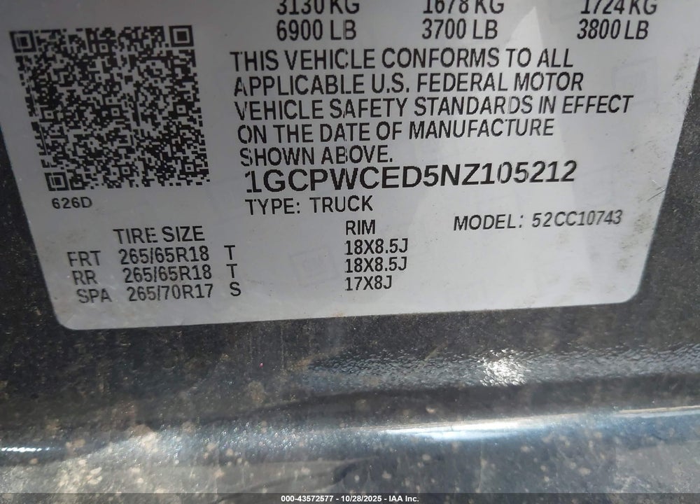 2022 CHEVROLET SILVERADO 1500 LTD 2WD  STANDARD BED LT VIN: 1GCPWCED5NZ105212