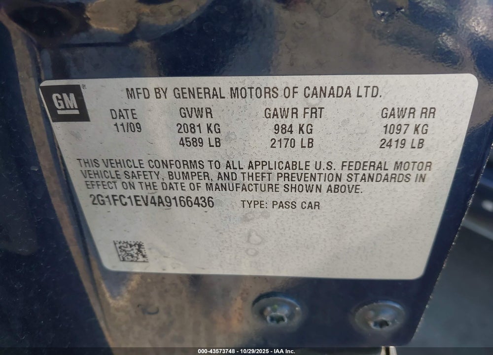 2010 CHEVROLET CAMARO 2LT VIN: 2G1FC1EV4A9166436