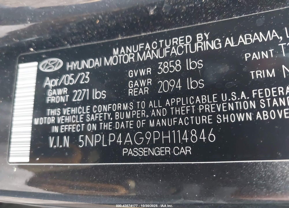 2023 HYUNDAI ELANTRA LIMITED VIN: 5NPLP4AG9PH114846