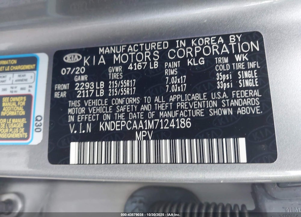 2021 KIA SELTOS LX VIN: KNDEPCAA1M7124186