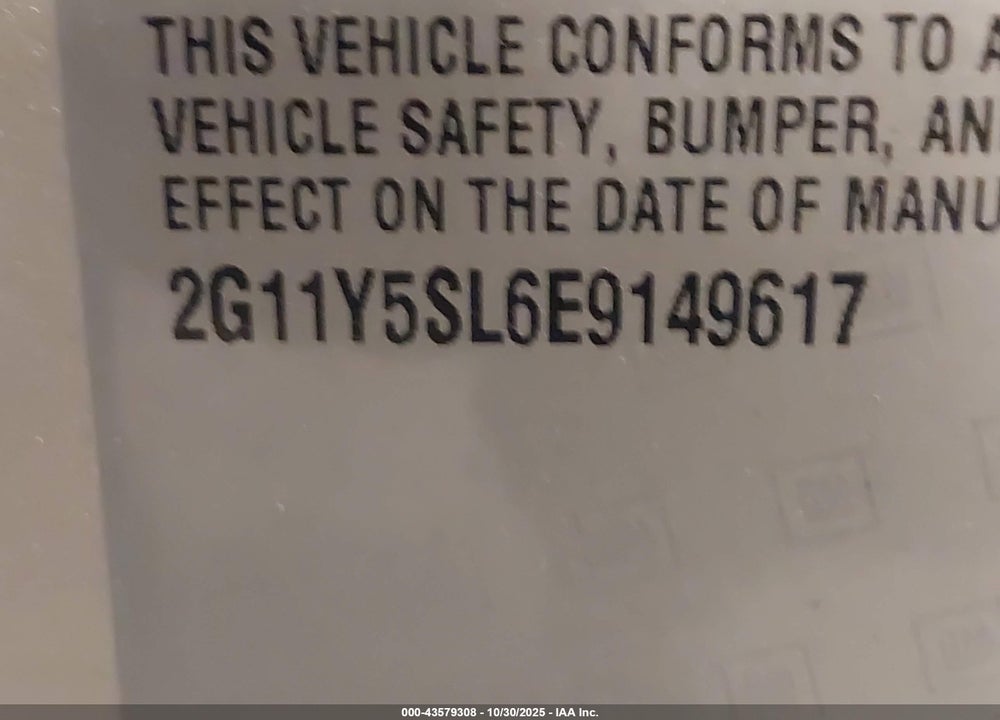 2014 CHEVROLET IMPALA VIN: 2G11Y5SL6E9149617