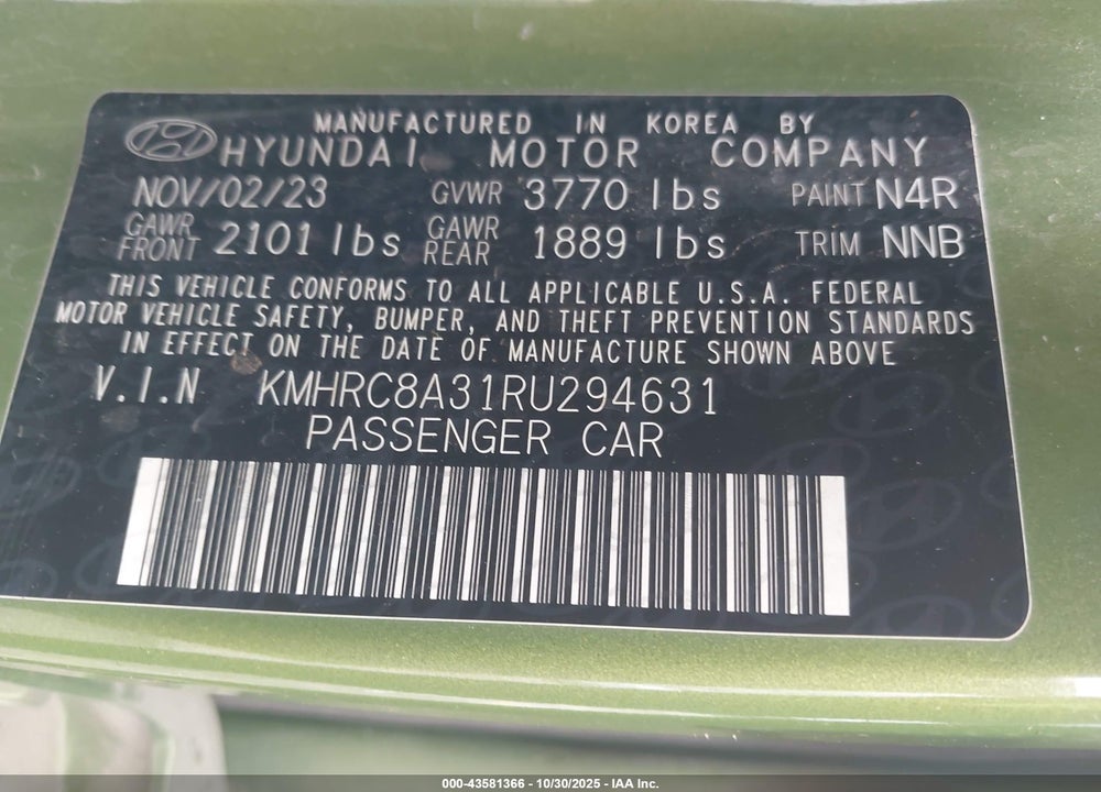 2024 HYUNDAI VENUE SEL VIN: KMHRC8A31RU294631