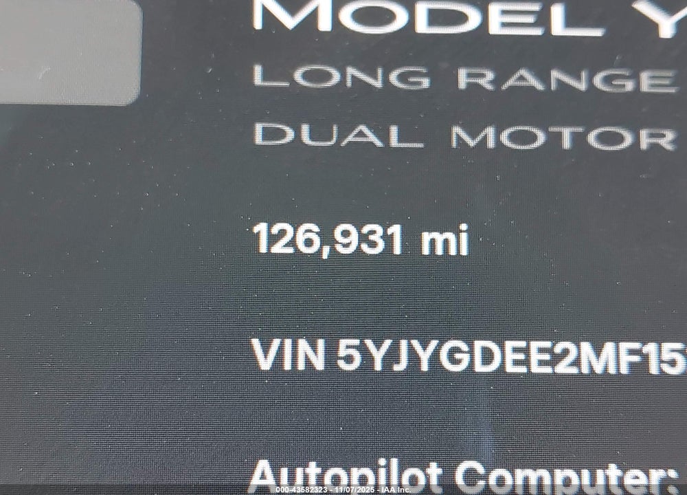 2021 TESLA MODEL Y LONG RANGE DUAL MOTOR ALL-WHEEL DRIVE VIN: 5YJYGDEE2MF152332