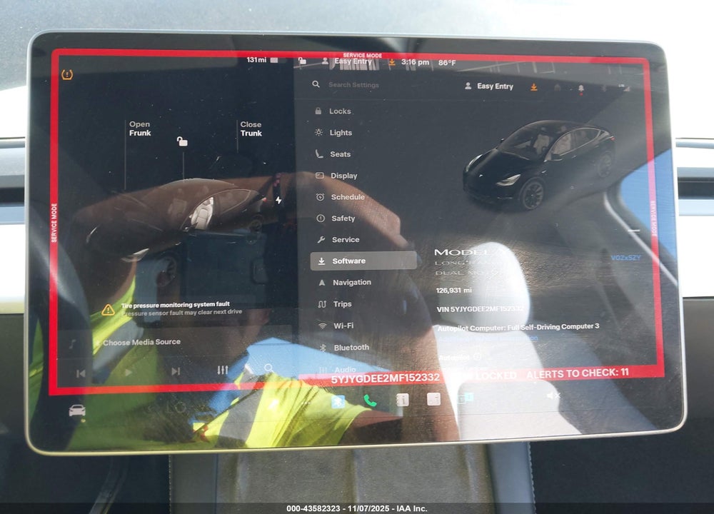 2021 TESLA MODEL Y LONG RANGE DUAL MOTOR ALL-WHEEL DRIVE VIN: 5YJYGDEE2MF152332