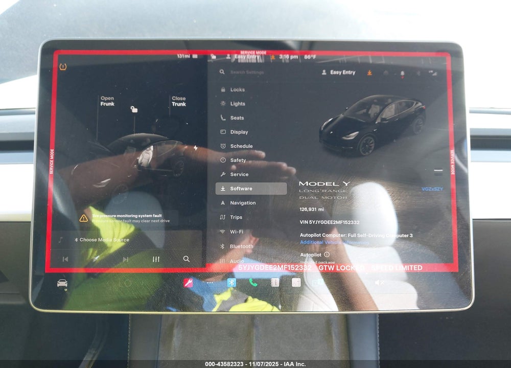 2021 TESLA MODEL Y LONG RANGE DUAL MOTOR ALL-WHEEL DRIVE VIN: 5YJYGDEE2MF152332