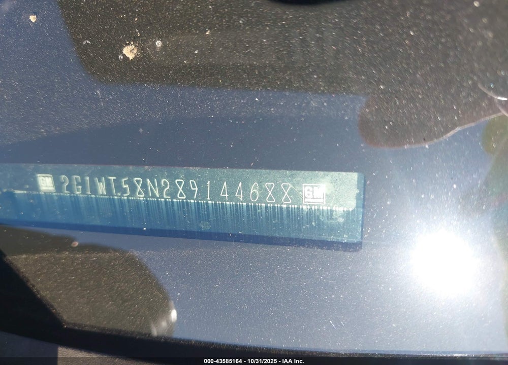 2008 CHEVROLET IMPALA VIN: 2G1WT58N289144688