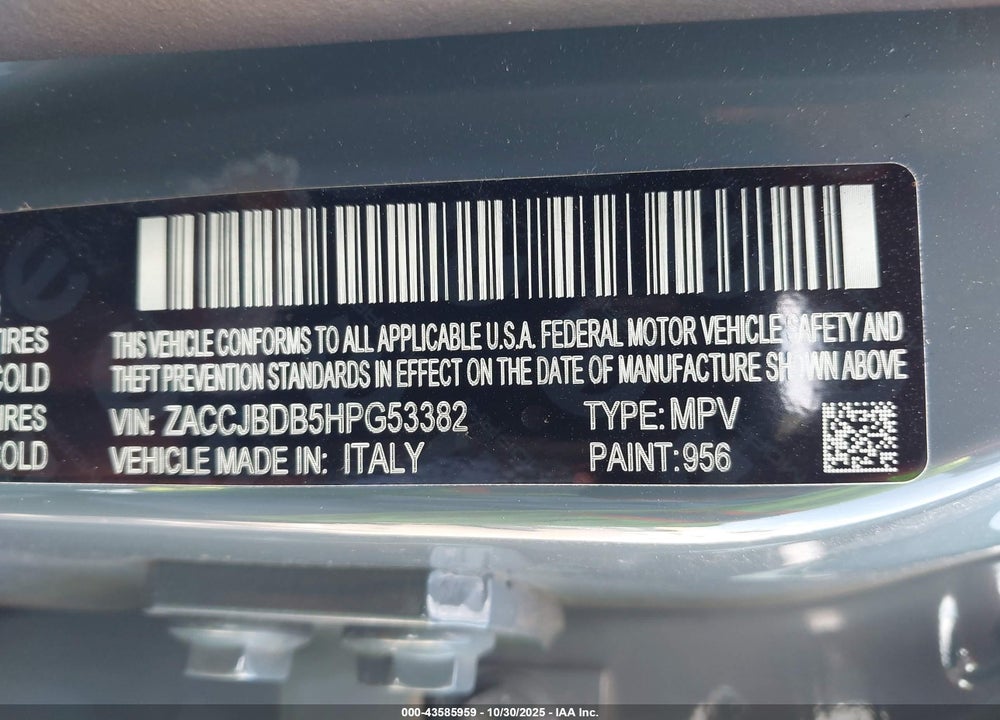 2017 JEEP RENEGADE VIN: ZACCJBDB5HPG53382