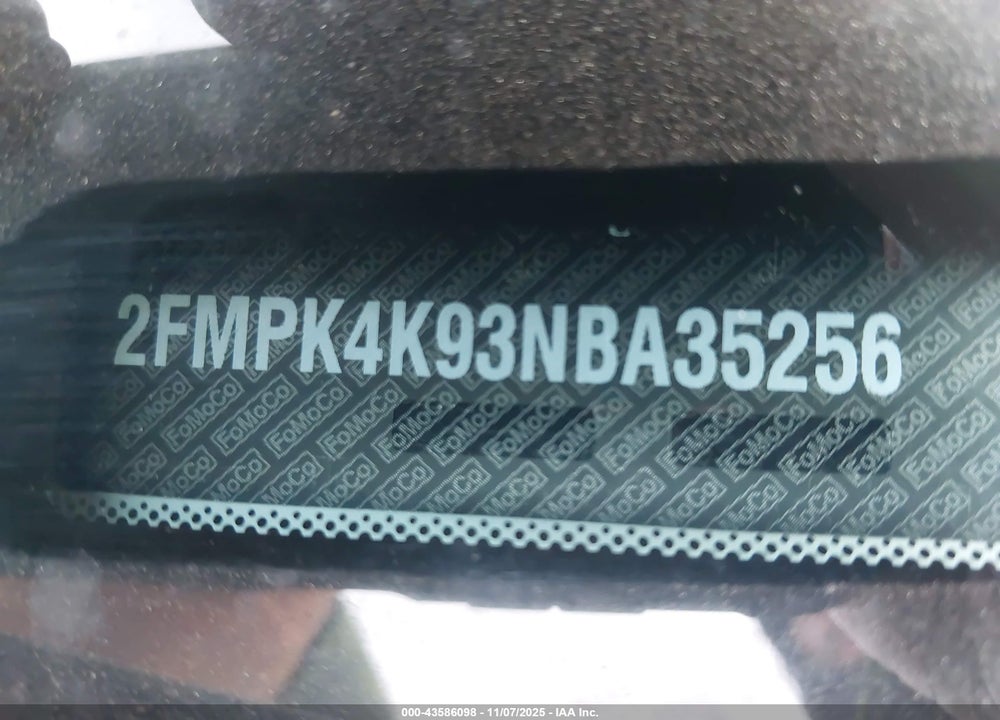 2022 FORD EDGE TITANIUM VIN: 2FMPK4K93NBA35256