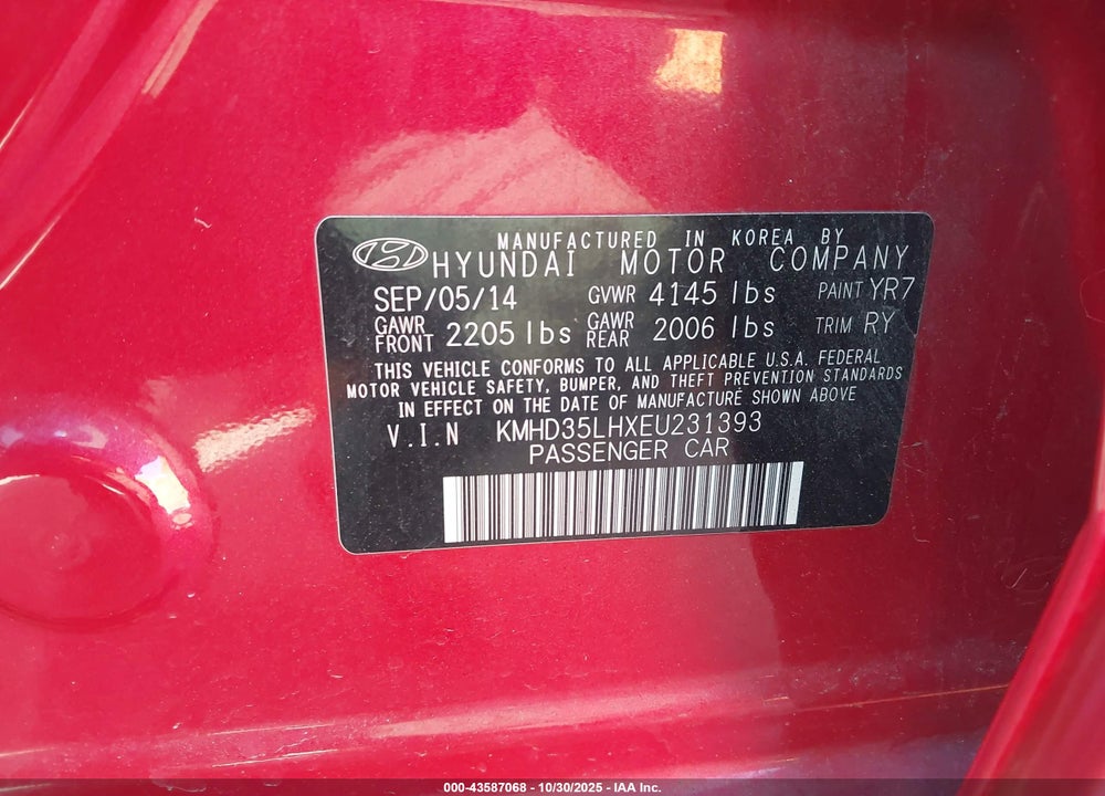 2014 HYUNDAI ELANTRA GT VIN: KMHD35LHXEU231393