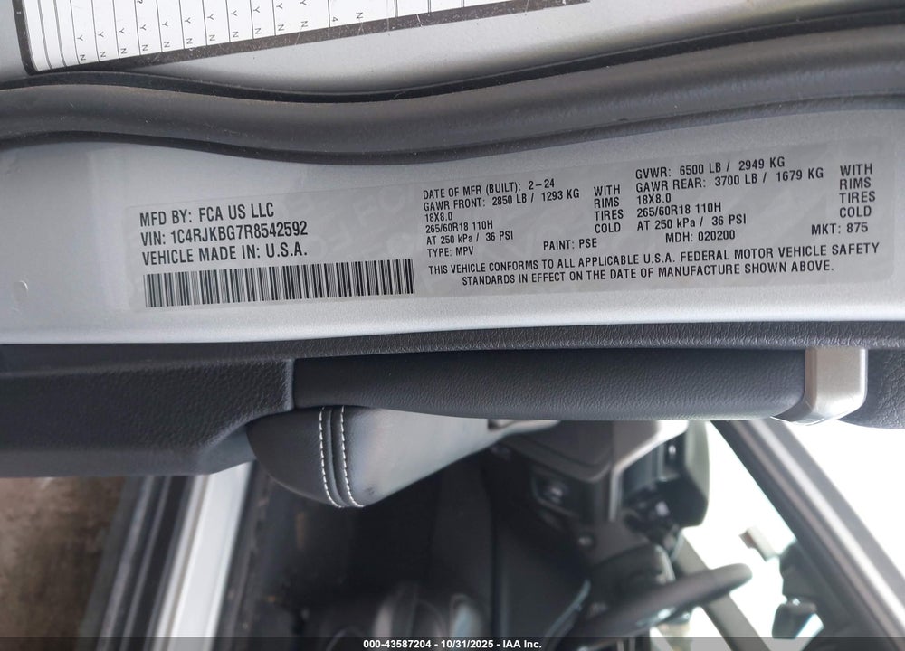 2024 JEEP GRAND CHEROKEE L LIMITED 4X4 VIN: 1C4RJKBG7R8542592