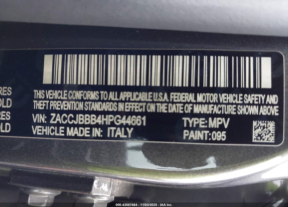 2017 JEEP RENEGADE VIN: ZACCJBBB4HPG44661