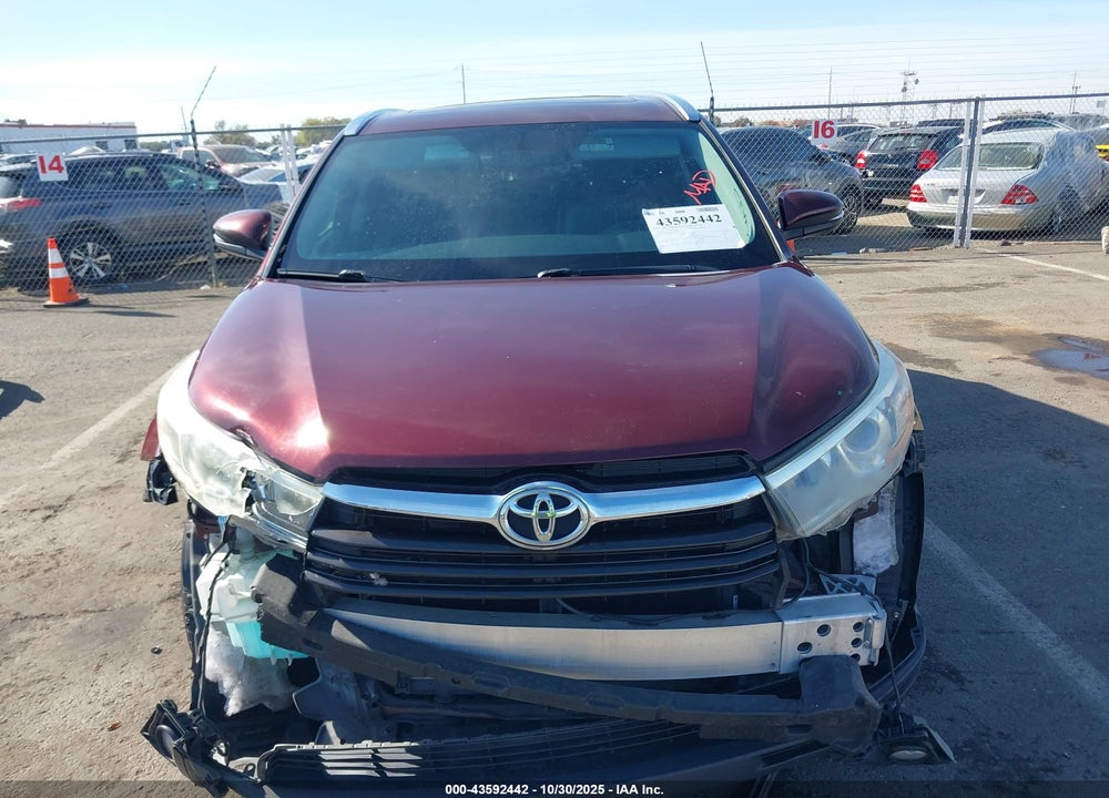 2015 TOYOTA HIGHLANDER XLE V6 VIN: 5TDJKRFH6FS197729