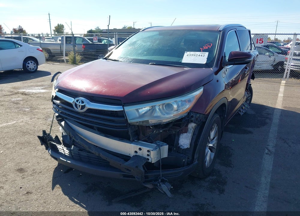 2015 TOYOTA HIGHLANDER XLE V6 VIN: 5TDJKRFH6FS197729