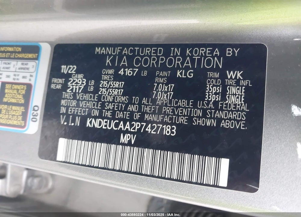 2023 KIA SELTOS VIN: KNDEUCAA2P7427183