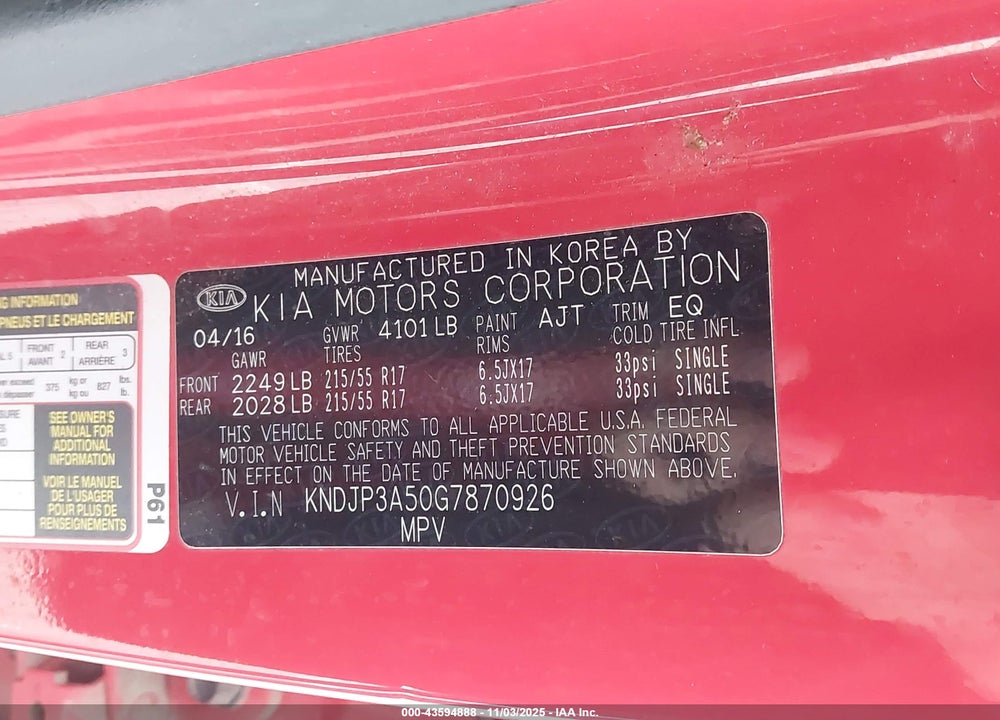 2016 KIA SOUL VIN: KNDJP3A50G7870926