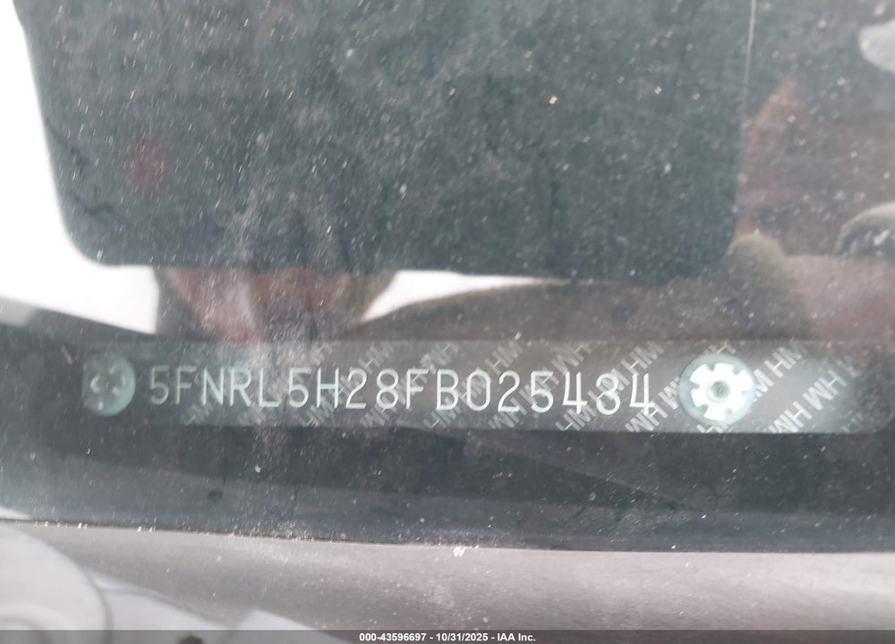 2015 HONDA ODYSSEY LX VIN: 5FNRL5H28FB025434