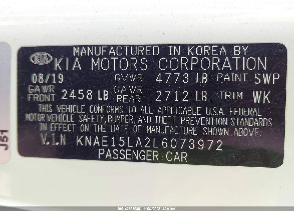 2020 KIA STINGER GT LINE VIN: KNAE15LA2L6073972
