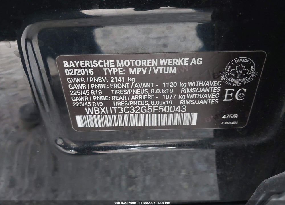 2016 BMW X1 XDRIVE28I VIN: WBXHT3C32G5E50043